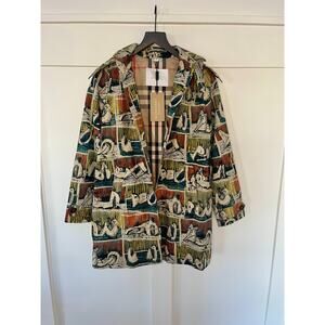 Burberry Children All-Over Pattern Trench Jacket with Hood  Multi Color 14 youth